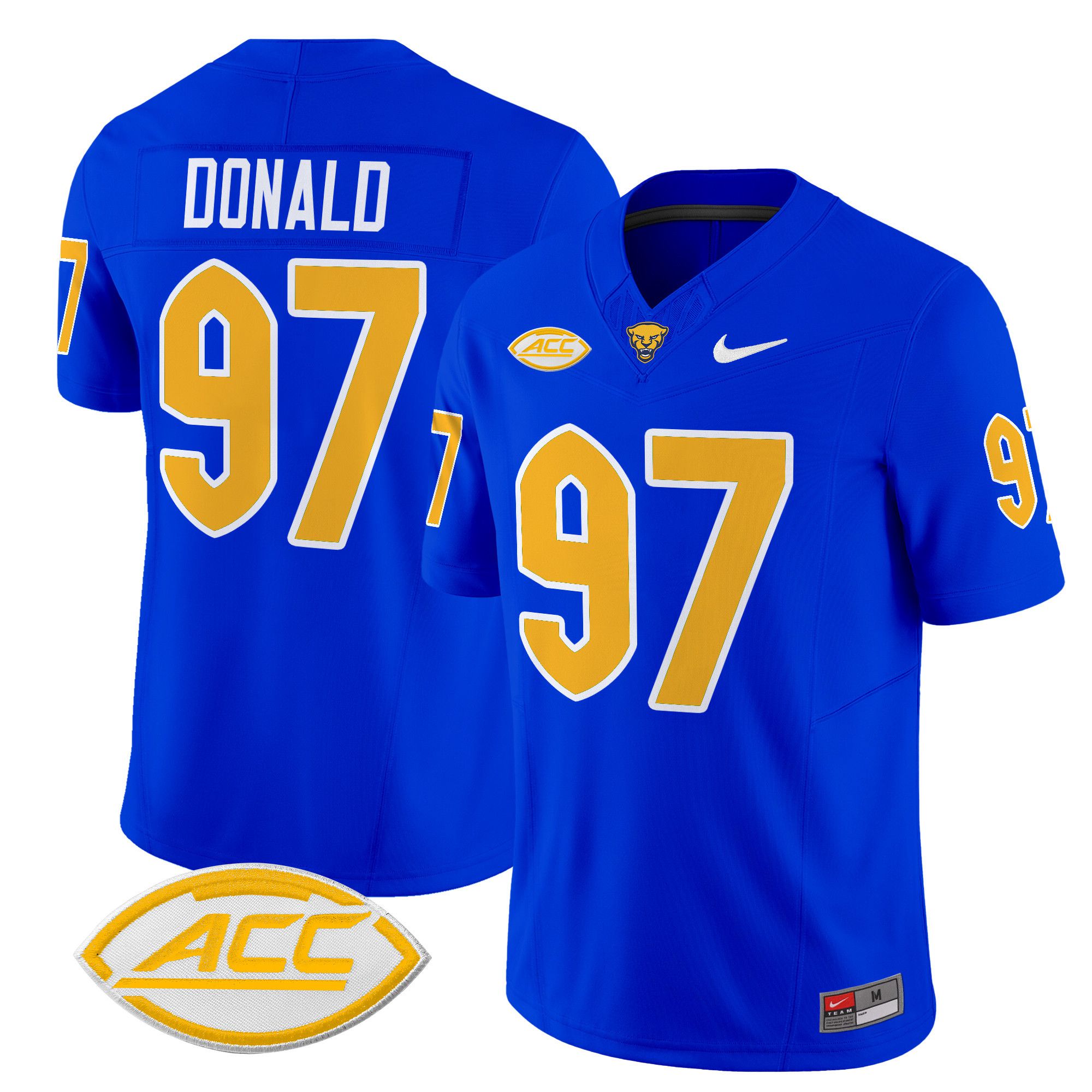 Men Pittsburgh Panthers #97 Donald Blue Nike 2024 Vapor Limited NCAA Jersey style 1